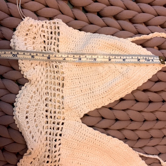 HARLOW CROCHET BOHO CREAM COLOR CROPPED TOP NWOT 100% made small - Picture 5 of 6